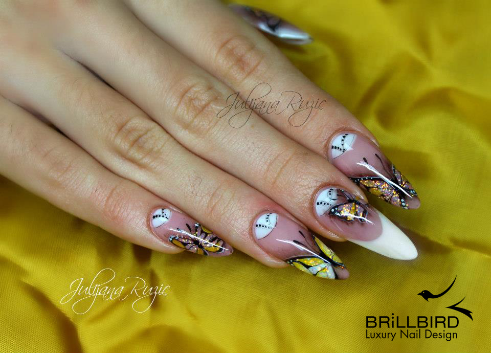 Butterfly on Glitter nails