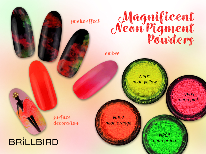 Neon pigment nails with neon pigments